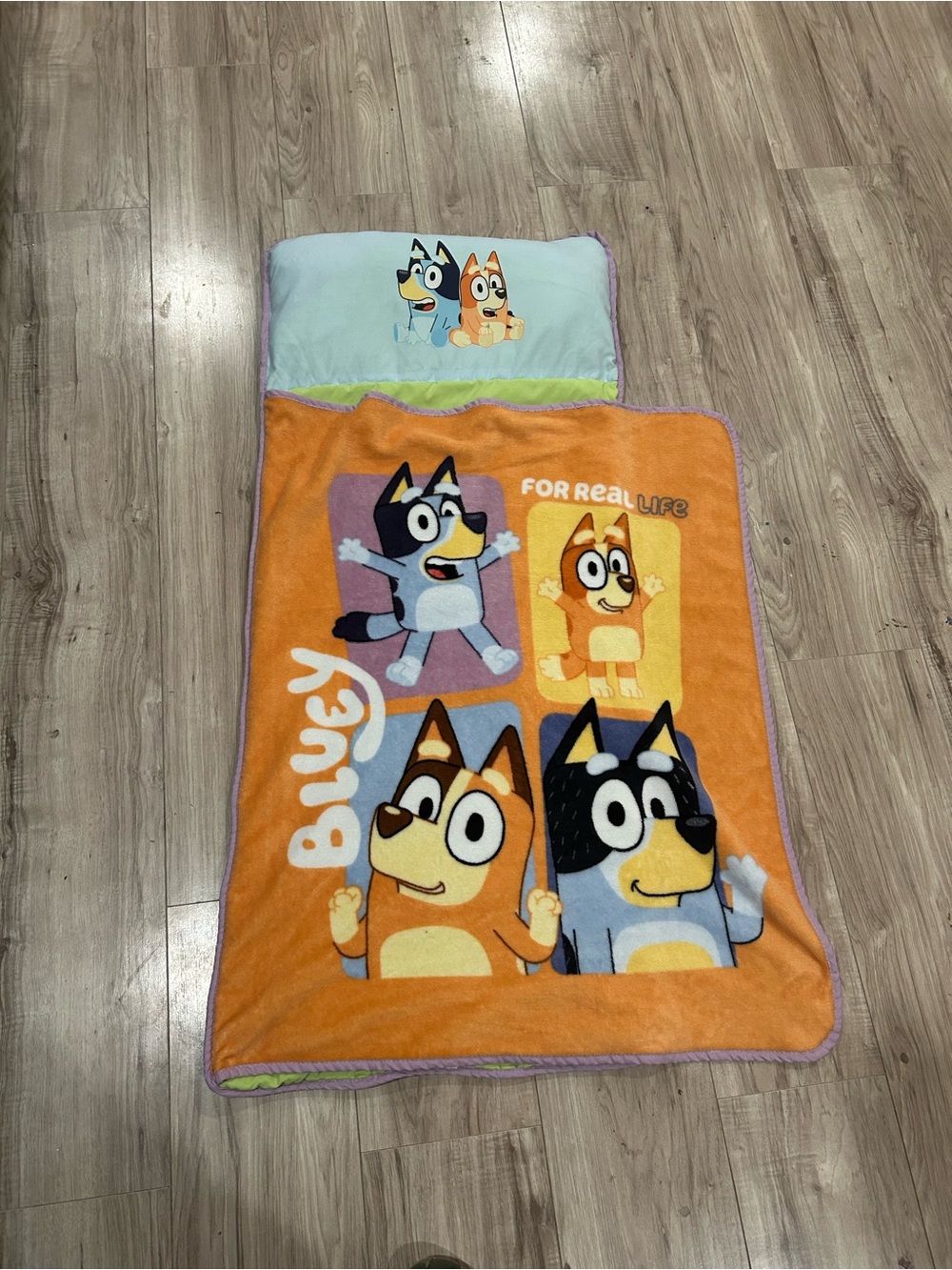 Bluey Kids Orange Fleece Nap Mat with Pillow